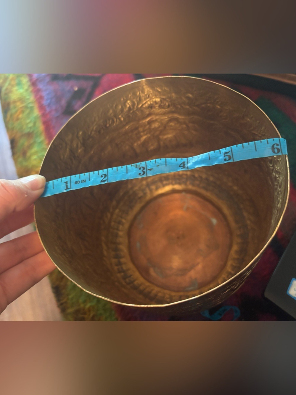 Vintage Possibly Antique Indian Brass Repoussé Jardinière Altar Vessel • Deer 🦌 - Picture 14 of 17